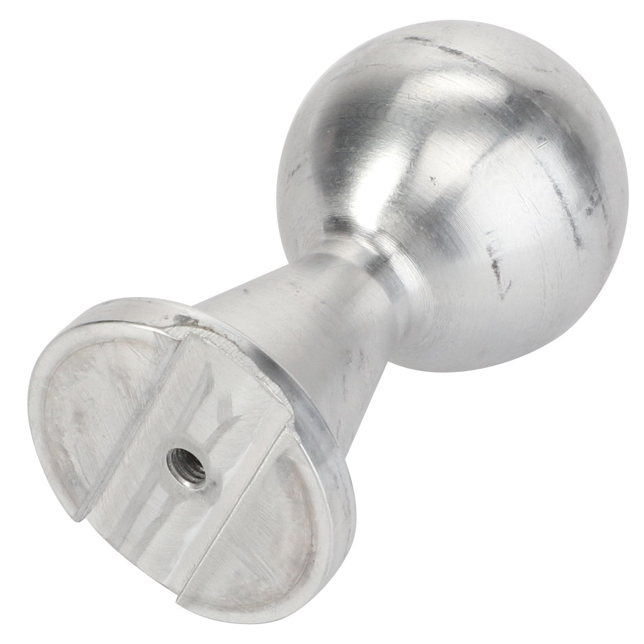 The AGCO Ball - Acw1087020 by AGCO is a durable metal ball joint featuring a rounded end and a flat, slotted base, ideal for precise mechanical or industrial applications.