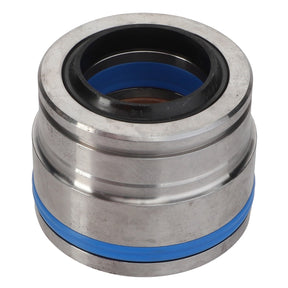 A metal cylindrical bearing featuring blue and black rings around the openings on both ends, known as AGCO | BEARING - AL12707011 from the brand AGCO. No further product description information is available at this time.
