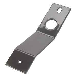 The AGCO | BRACKET - D28385127 is a metal bracket with one circular hole, one oval hole, and one rectangular edge, designed for mounting or support purposes. No further product description information is available at this time.