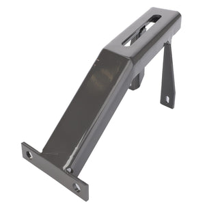 Introducing the AGCO | BRACKET - D28480245, a robust metal bracket from AGCO featuring two triangular support arms and a central opening, expertly designed for secure mounting.