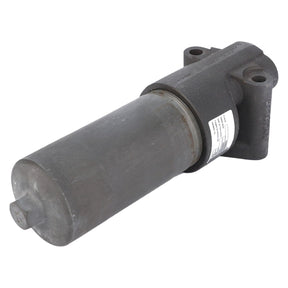 A part likely used in a Massey Ferguson hydraulic system, specifically a cylindrical metal filter (4306924M1) from the AGCO brand, featuring a flat cap and mounting bracket.