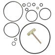 Displayed are various sizes of black O-rings and a metallic threaded rod with a circular flat head—components ideally suited for maintaining machinery like the Massey Ferguson MF 340 4WD. This is part of the AGCO Kit - 1810750M92 by AGCO.