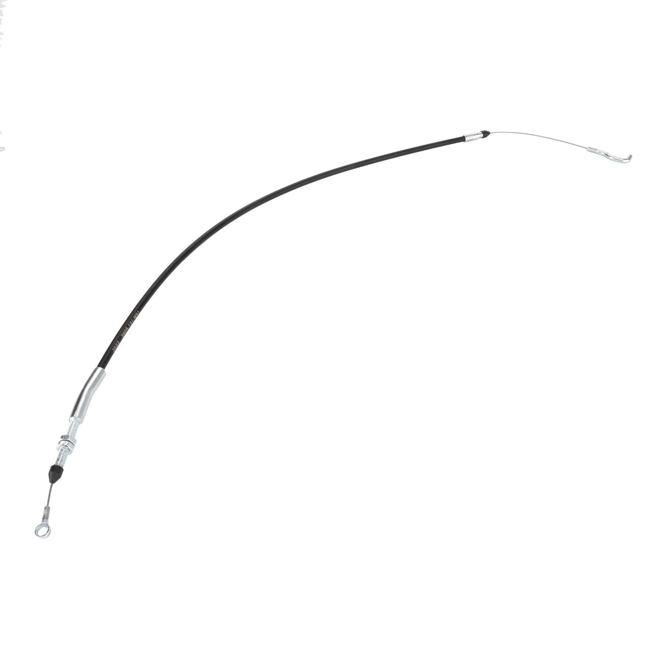 The AGCO Throttle Control Cable (part number 3805131M91) is a single, black flexible cable with metal ends designed for mechanical control purposes. This durable component is suitable for use in Massey Ferguson tractors and Fendt models, ensuring reliable performance.