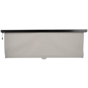 The AGCO Sun Visor - Acw149389A is a beige roller window shade featuring a black mounting bar and side pull cord, designed for an optimal fit and durable quality.