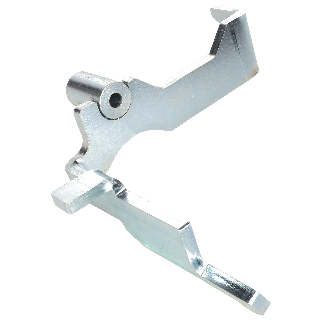 The AGCO | LEVER - AL4500321 is a metal trigger component featuring a pivot mechanism and an angular design, commonly utilized in firearms or mechanical devices. Please note that no current product description information is available for this specific item.