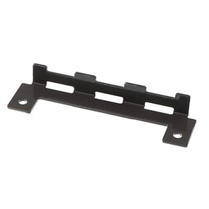 The AGCO | HARNESS BRACKET - ACW3803700 by AGCO is a black metal bracket featuring three slots and two screw holes, designed for mounting or securing components. Currently, there is no additional product description information available.