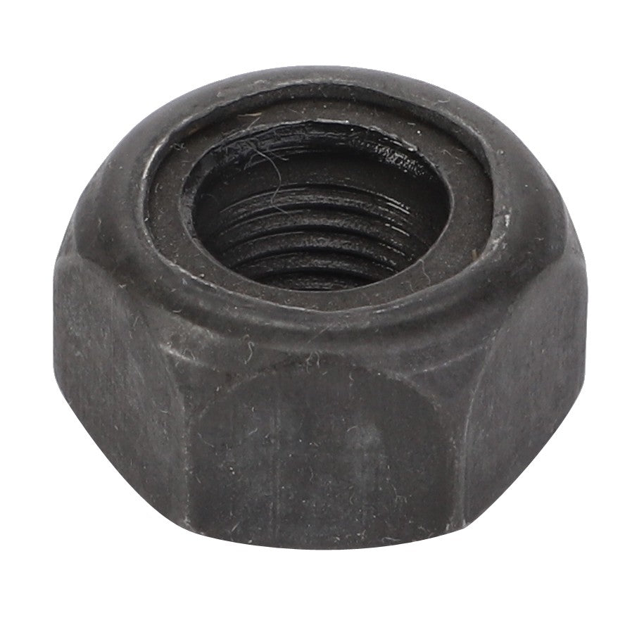 A black hex nut with an internal thread, known as the AGCO Retaining Nut - F291100320210. No current product description available.