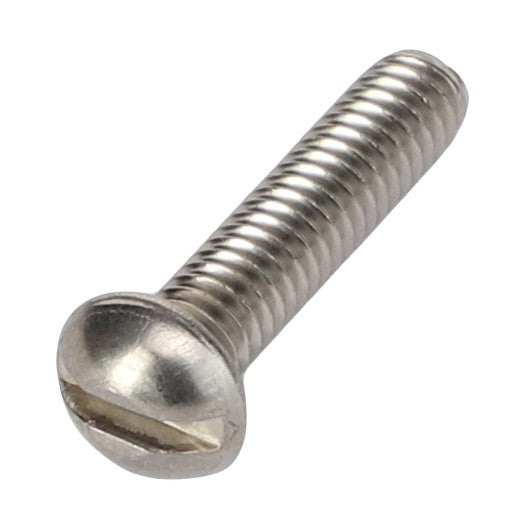 Close-up of the AGCO MACHINE SCREW - AG562067, a single metal screw with a slotted head, uniform threading, and a cylindrical shape. No current product description information is available.