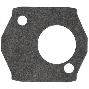 The AGCO Seal - 737940101010, a flat, octagonal gasket featuring three circular cutouts of varying sizes and crafted from a textured, dark grey material, is ideal for fitting into Fendt Vario machinery.