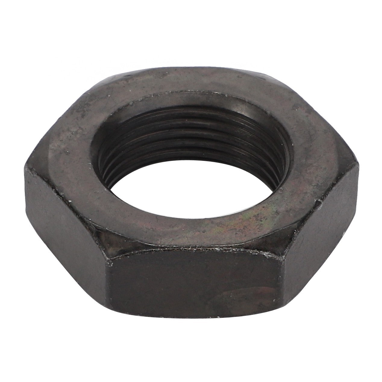 A close-up image of the AGCO Hex Nut - Acw4195980, a black hexagonal nut with internal threading. No current product description information is available.