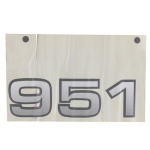 A large AGCO decal featuring the number "951" in bold, gray lettering on a white background, complemented by two small black circles at the top. This product, known as AGCO | DECAL - AL11135485, currently has no additional description information available.