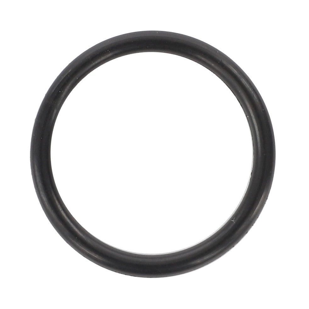 The AGCO O-Ring - V837091429, a black rubber seal commonly found in Massey Ferguson models, is showcased in a circular form against a plain white background.