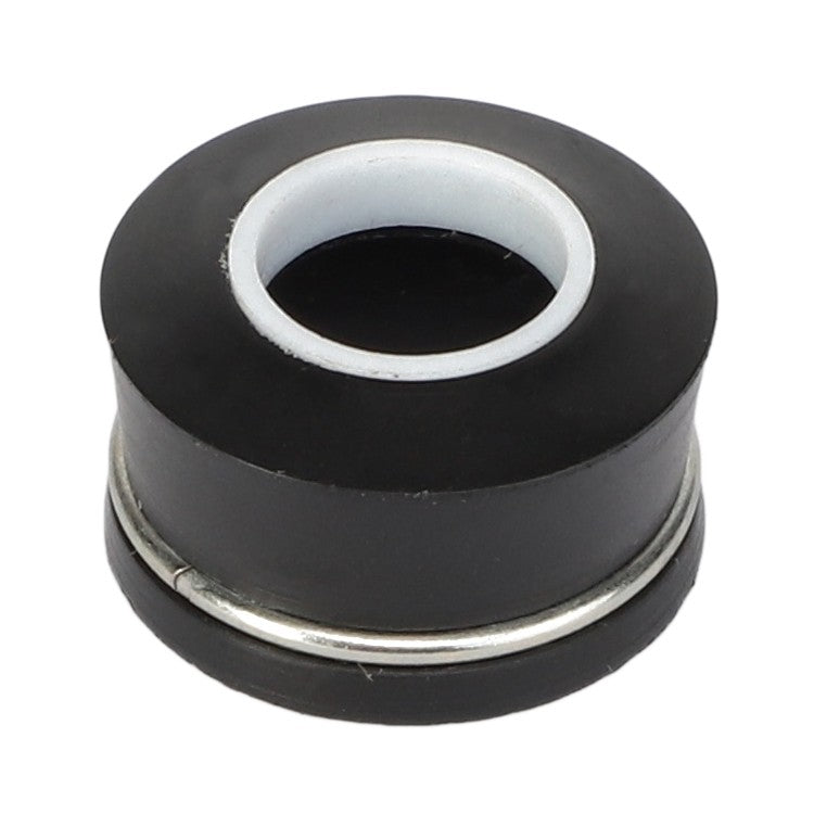 A stylish black rubber grommet with a white interior and metallic reinforcement— AGCO | SEAL - 10V27215 by AGCO.