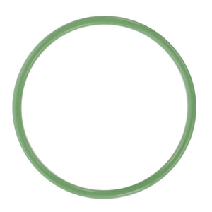 A Gasket - 3903520M1 by AGCO, which is a green circular rubber or plastic O-ring commonly used in Massey Ferguson models, sits on a white background.