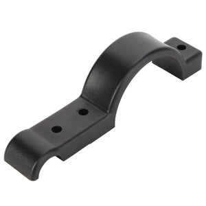 The AGCO | BRIDLE - AL525726 is a black, curved bracket featuring two screw holes on each end. No current product description information is available.