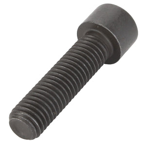 The AGCO Hex Socket Head Capscrew - Acw5322130 is a robust black metal screw with a threaded body and cylindrical head, perfect for heavy-duty applications.