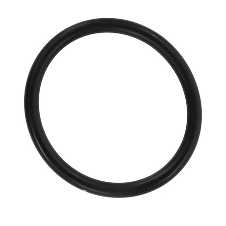 The AGCO | O-Ring - La14471380, a sleek, black rubber component by AGCO, stands out strikingly against a pristine white background.