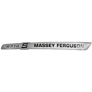 The AGCO Decal - Acw3587170 is a metal 3D logo badge that reads "6714S MASSEY FERGUSON" in black text on a silver background. Currently, there is no additional product description information available.