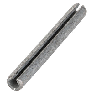 A close-up of the AGCO | Roll Pin - Acp0014160, also known as a spring pin, used in mechanical applications for securely fastening components.