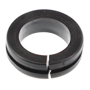 A black AGCO rubber grommet (model 3010670X1) featuring a central hole and a single slit on one side, compatible with various MF models.