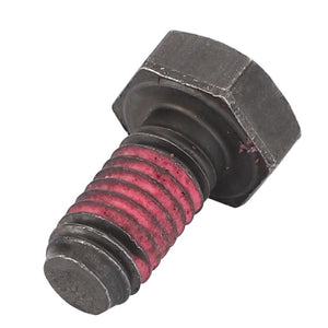 AGCO's Hexagonal Head Bolt - F411201210140 features a partially threaded red and black steel shaft, designed for robust and reliable connections.