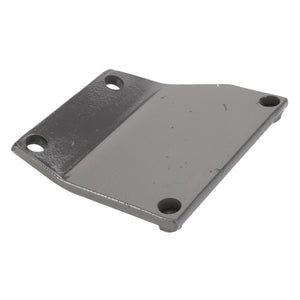 The AGCO | BRACKET - AL10391545 is a rectangular grey metal bracket featuring four bolt holes and a slightly raised edge on one side. There is no available information about its specific use.