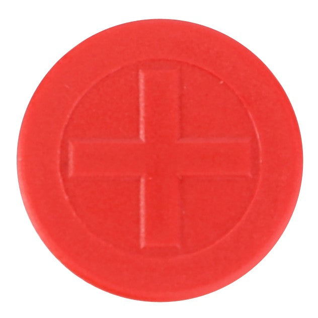 A red circular token featuring a raised cross symbol in the center, reminiscent of emblems found on vintage AGCO | Cap - 199961900030 models.