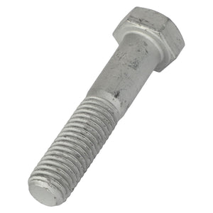 Close-up of an AGCO Hexagonal Head Bolt - AG560870 in silver metal, featuring a hexagonal head and threaded shaft, ideal for fastening materials. No current product description information is available.