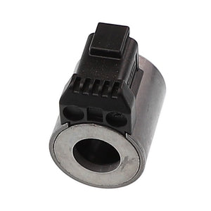 A metal cylindrical electronic solenoid with an attached black plastic connector, sold under the product name AGCO | Coil - Acw3547520 by the brand AGCO. No current product description information is available for this model.