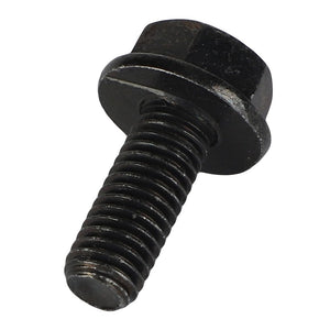 A black AGCO Hexagon Flange Bolt (Acw0775830) with a threaded shaft and a built-in washer is shown on a white background.