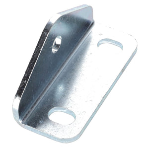 The AGCO Pivot Bracket - Acx2736690 is a metal right-angle bracket featuring three holes for versatile mounting solutions.