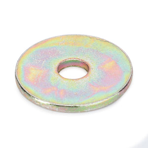 The AGCO | Disc - Fel140052 is a metallic flat washer with a circular hole in the center. It features an iridescent coating that displays shades of green, pink, and gold. No current product description is available for this distinctive finish from AGCO.