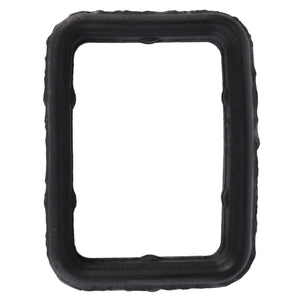 Close-up of a rectangular black rubber gasket with slightly textured edges, ideal for use in Massey Ferguson models, specifically the AGCO Seal, Crankcase Breather - 725200010251 by AGCO.