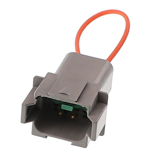 The AGCO Plug - Acp0243640 electrical connector, branded by AGCO, features a short, orange looped wire attached at the back. No current product description available.