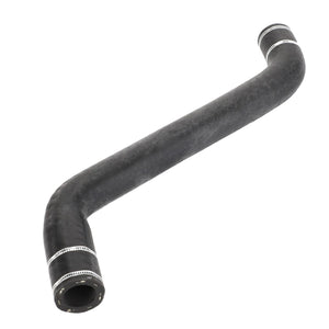 The product is the AGCO | Water Hose - Acw9134830, a black, curved rubber hose with two open ends and white markings near both ends, made by the brand AGCO.