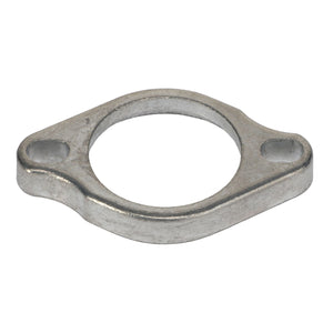 The AGCO | FLANGE - AL5020310 is a metal flange featuring a circular opening in the center and two mounting holes on either side.