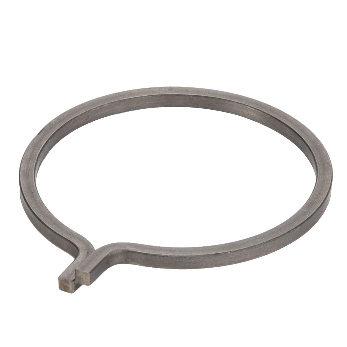 The AGCO | LOCK WASHER - F716300020650 is a metallic circular clamp featuring a small breakout section at the bottom. Currently, there is no additional product description information available.