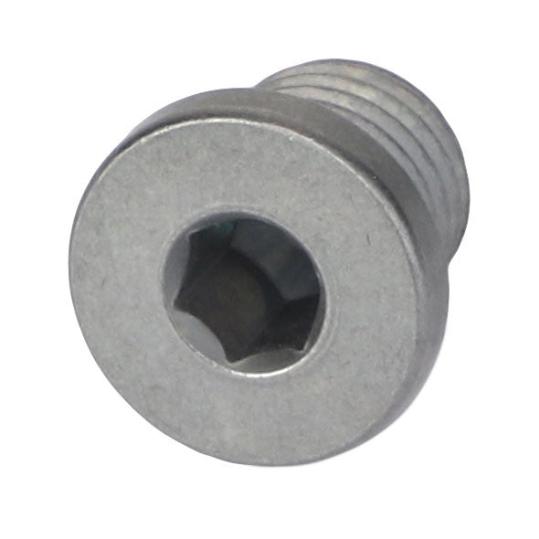 A close-up image of the AGCO Plug Screw - Acp0357460, featuring a metal screw with a hexagonal socket head. No current product description available.