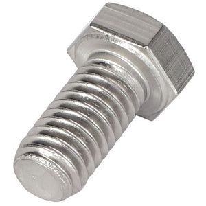 A close-up image of the AGCO | HEXAGONAL HEAD BOLT - AG562120 with a threaded shaft and hexagonal head, placed against a plain, white background.