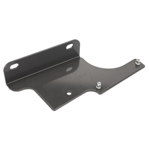 The AGCO | Bracket - Acw1748620 is a black metal mounting bracket featuring three screws and two oval mounting holes, designed for versatile installation. No current product description information is available from the brand AGCO.