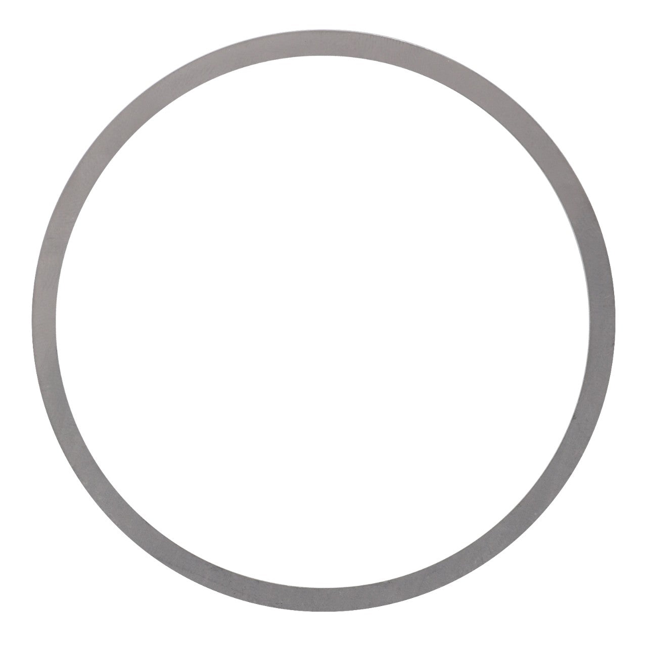 A thin, circular, gray metal ring on a plain white background evokes the precision engineering found in AGCO’s Adjusting Shim - 3797442M1.