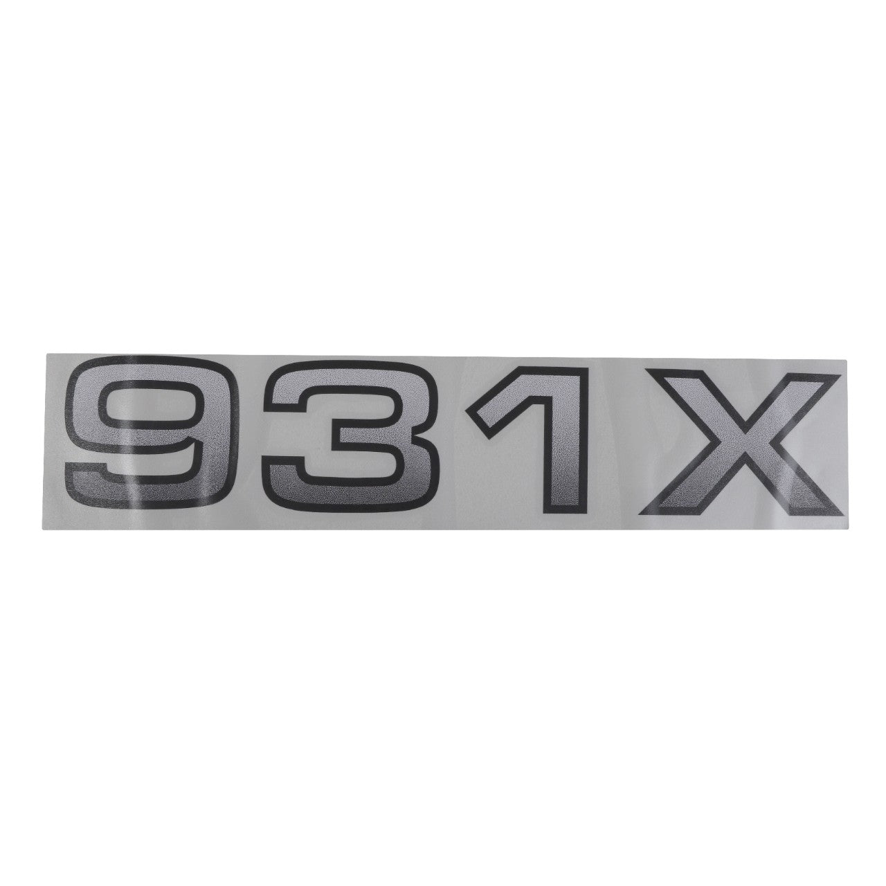 A graphic showing the alphanumeric combination "931X" in bold, metallic letters on a rectangular silver background representing the AGCO DECAL - AL11137072 with no current product description.