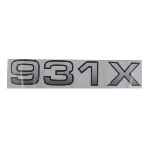 A graphic showing the alphanumeric combination "931X" in bold, metallic letters on a rectangular silver background representing the AGCO DECAL - AL11137072 with no current product description.