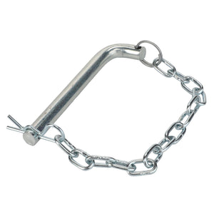 Introducing the AGCO | Pin And Chain - Acw4656430 by AGCO, a durable metal hitch pin featuring an attached safety chain for added security.