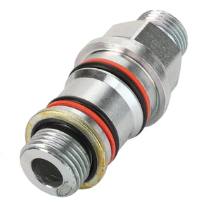 The AGCO Adapter - Acp0298110, featuring a metallic threaded connector with durable rubber O-rings, is typically employed in hydraulic or pneumatic systems to ensure efficient and secure connections.