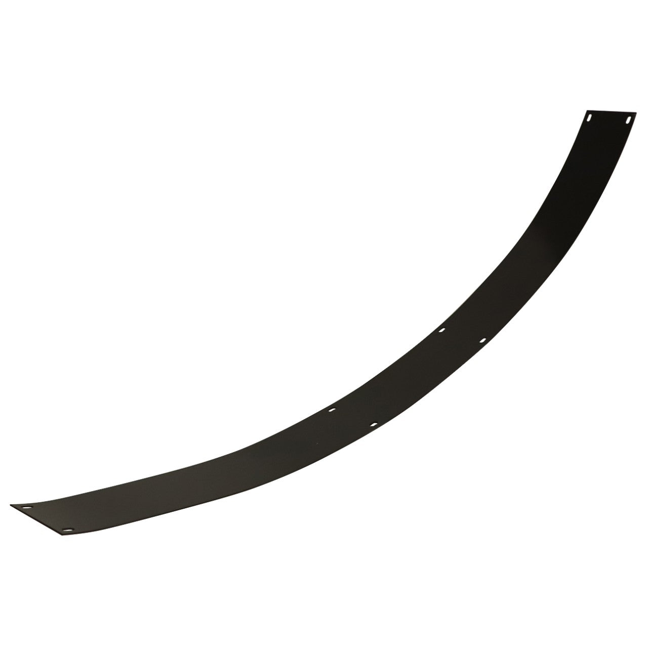 A black, bent metal strip with multiple evenly spaced holes along its length, reminiscent of durable components in Fendt Models, photographed against a plain white background is the AGCO Wear Shim - Lm03053119.