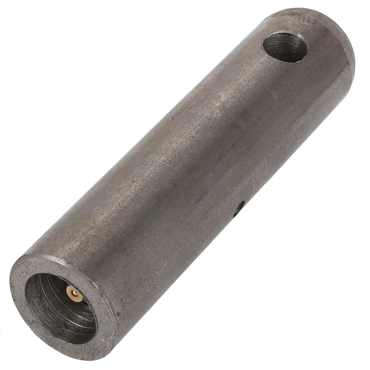 The AGCO | PIN - AL1116436 is a metal cylindrical pin component from the AGCO brand, featuring a threaded interior on one end and a hole through the other end, designed for use in mechanical assemblies. No current product description information is available for further specifics.