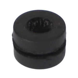 Close-up of the AGCO Grommet - Acw0594200, a small, black, cylindrical rubber grommet with a central hole. No current product description information available.