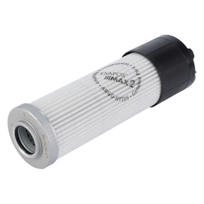 The AGCO Hydraulic Filter Cartridge - AG647244, a cylindrical filter element with metal end caps and a black plastic casing on one end, features a fine mesh design that enhances equipment service-life by providing superior protection against contaminants.