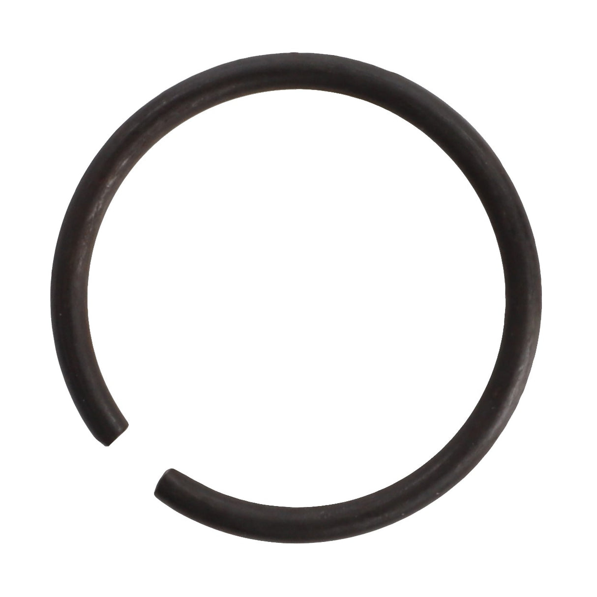 The AGCO Retaining Ring - 3002195X1 is a black metal retaining ring with an open end, forming a near-complete circle; no current product description available.